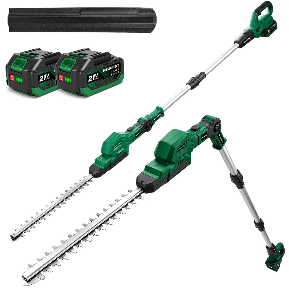42cm Cordless Pole Hedge Trimmer – Brushless Telescopic Hedge Cutter, 2.89m Reach, 180° Adjustable Head