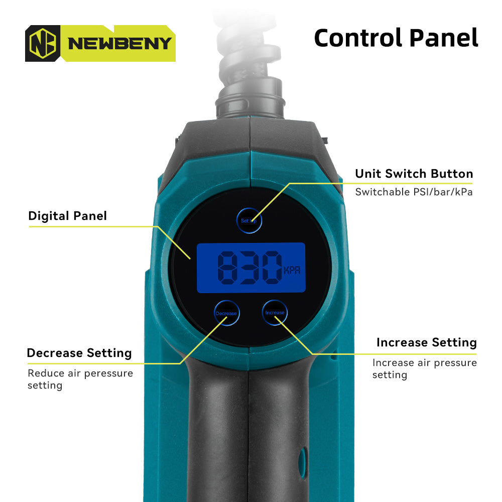 NewBeny Cordless Electric Air Pump 120PSI Portable For Makita 18V Battery