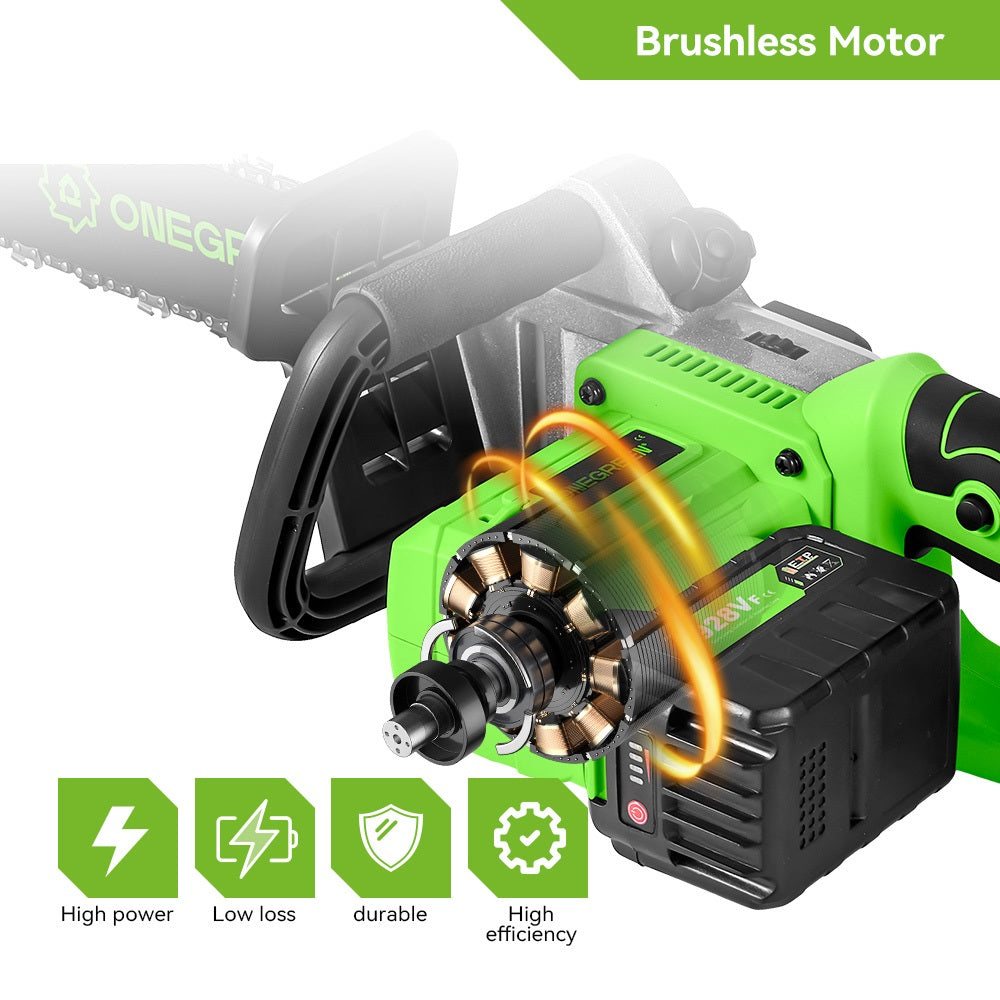 NewBeny 42V 16-Inch Brushless Cordless Chainsaw With Dual 3.0Ah Batteries & Charger