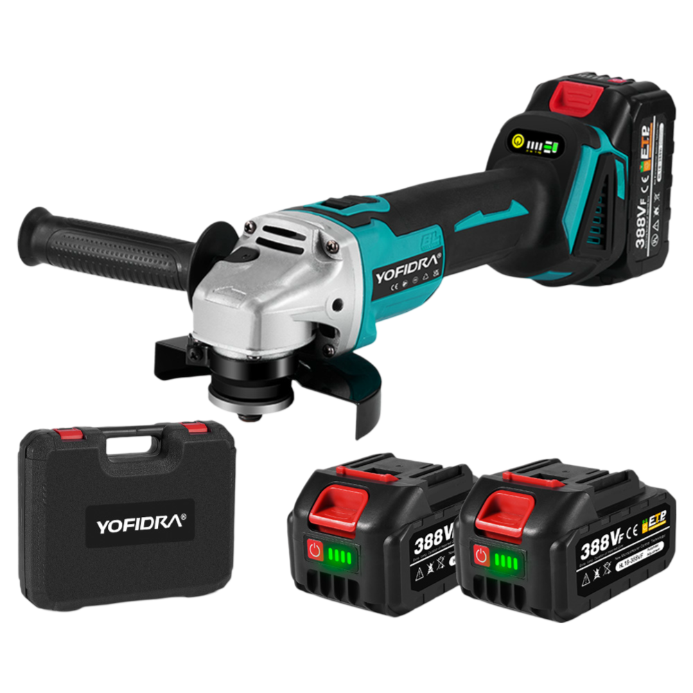 NewBeny Amoladora Angular Inalámbrica Sin Escobillas de 125mm 4 Velocidades para Batería Makita de 18V