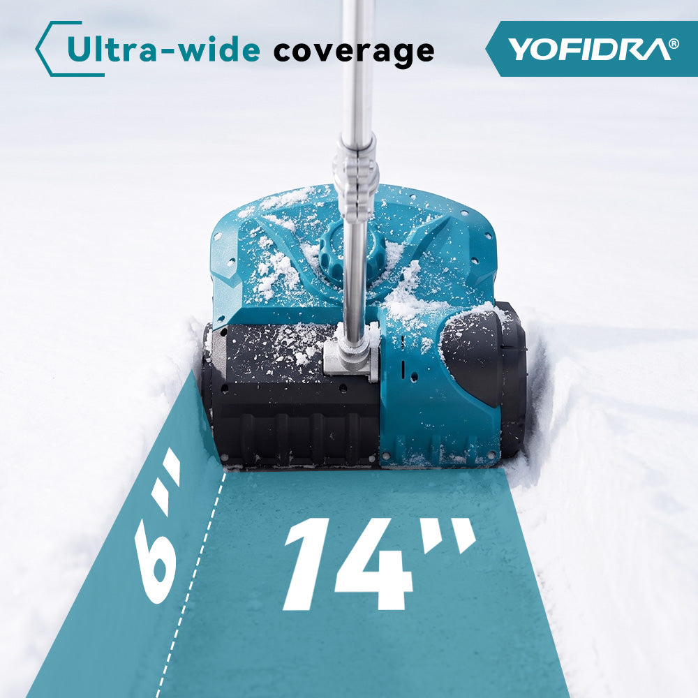 Yofidra 14" Cordless Snow Shovel with Brushless Motor, 3-Way Snow Direction & 26 ft Throw
