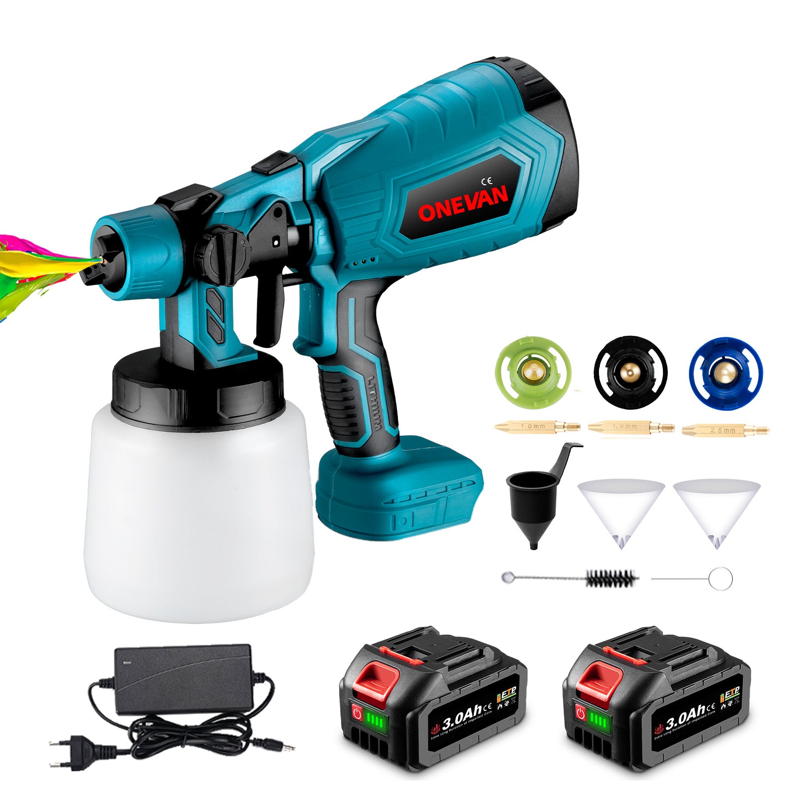 NewBeny 1000ML Cordless Paint Sprayer with 3.0Ah Batteries & Charger