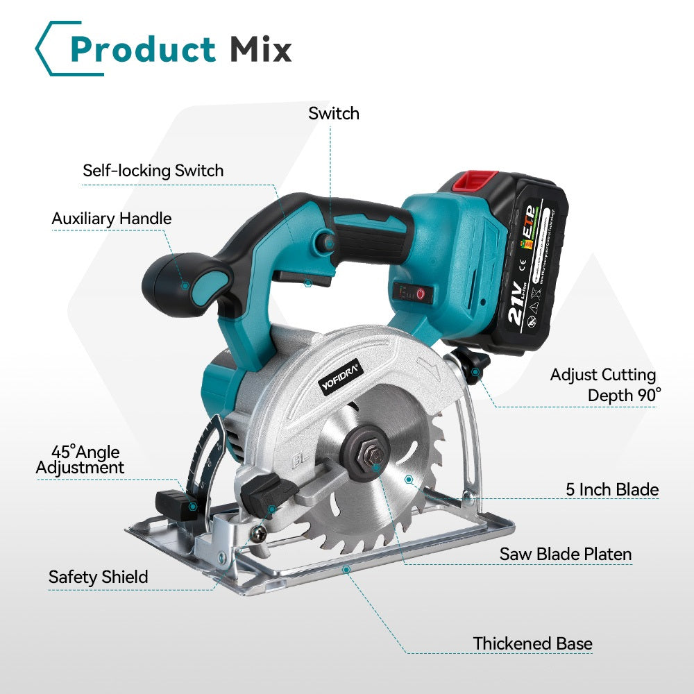 NewBeny 5 Inch Brushless Cordless Circular Saw For Makita 18V Battery