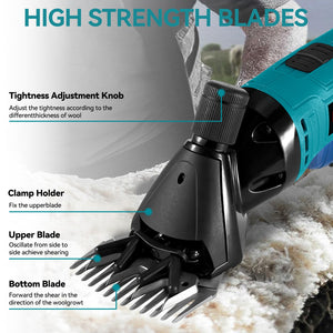 Shearing tool with high strength blades on a sheep shearing background