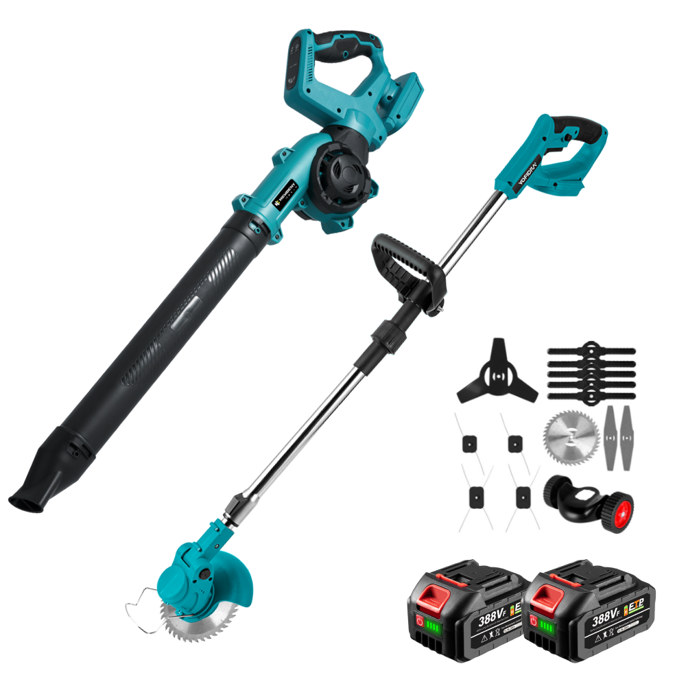 NewBeny 6" Cordless Grass Trimmer & Leaf Blower Combo Kit With 2 Batteries and Charger
