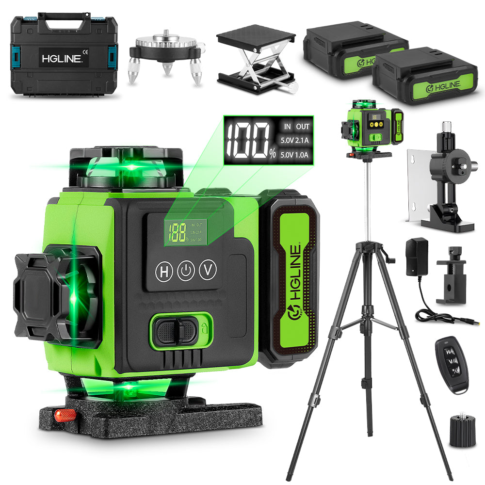 NewBeny 6551 Niveau laser sans fil 16 lignes avec batterie 6000mAh, trépied 1m et étui en plastique