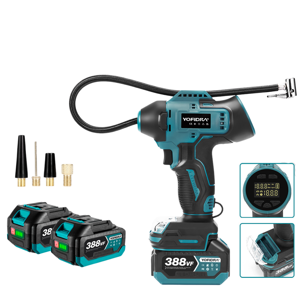 NewBeny Cordless Air Pump 120PSI Tyre Inflator With 2 Batteries & Charger