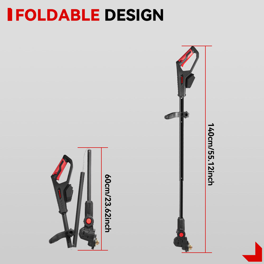 NewBeny 4500W 10 Inch Brushless Cordless Grass Trimmer Foldable with 2 Batteries & Charger
