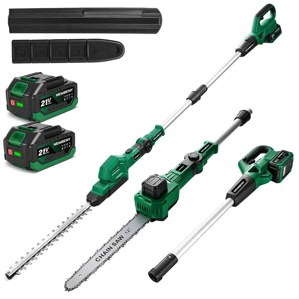 21V Brushless 2-in-1 Cordless Pole Hedge Trimmer & 12" Pole Saw Combo Kit