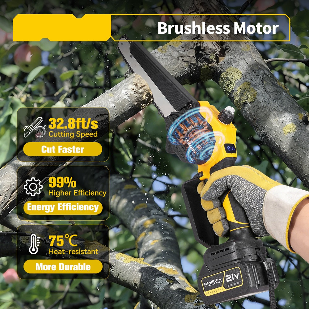 8 Inch Brushless Cordless Chainsaw - Compatible with Extension Pole