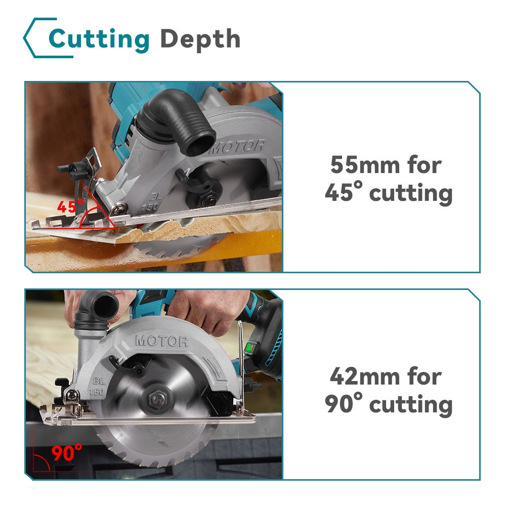 NewBeny 6 Inch Brushless Cordless Circular Saw With Dust Port For Makita 18V Battery