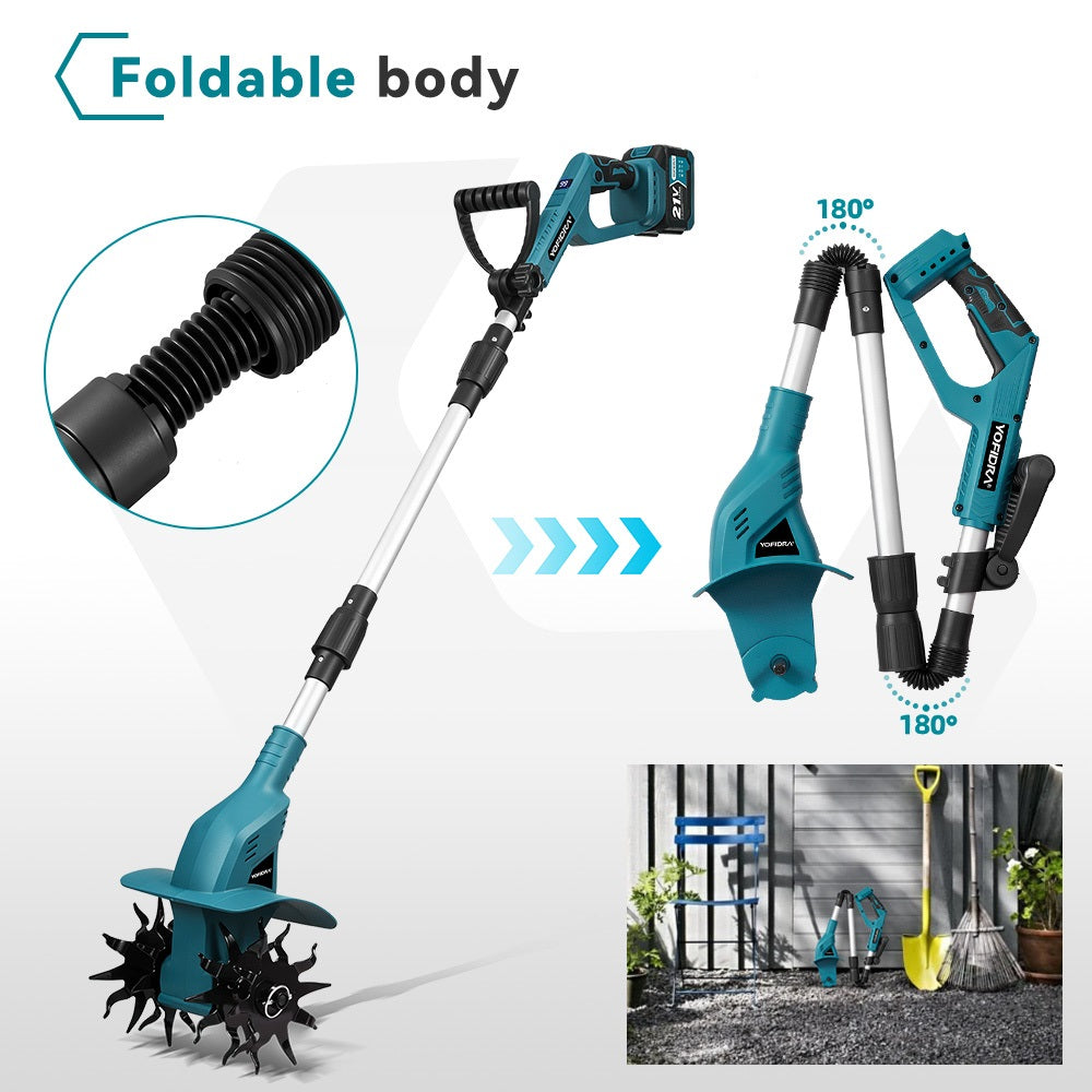 NewBeny Motoculteur sans fil pliable de 8 pouces (2 batteries et un chargeur inclus)