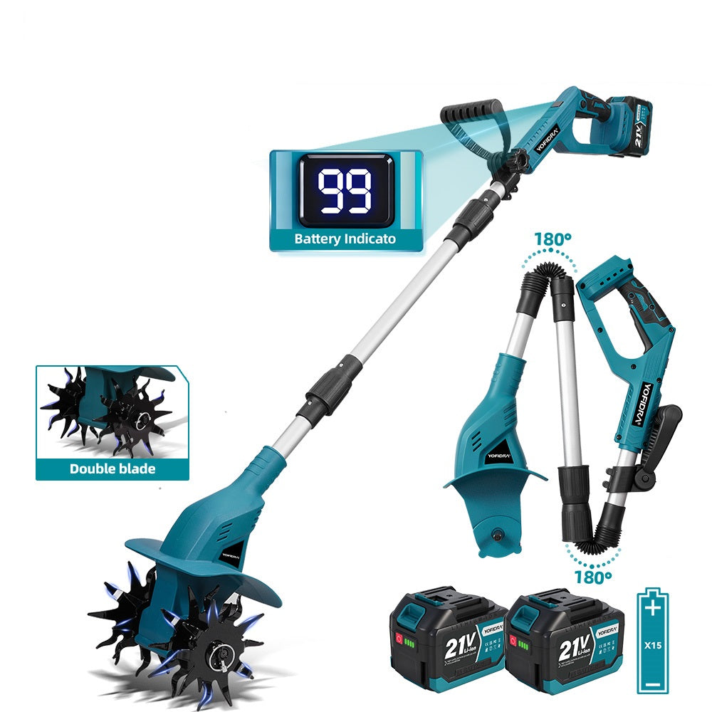 NewBeny Motoculteur sans fil pliable de 8 pouces (2 batteries et un chargeur inclus)