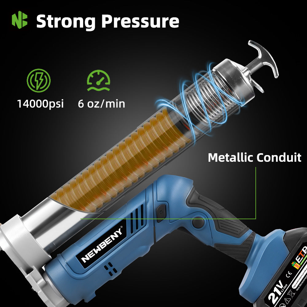 NewBeny Dual-Mode Cordless Grease Machine with 2 Batteries & Charger