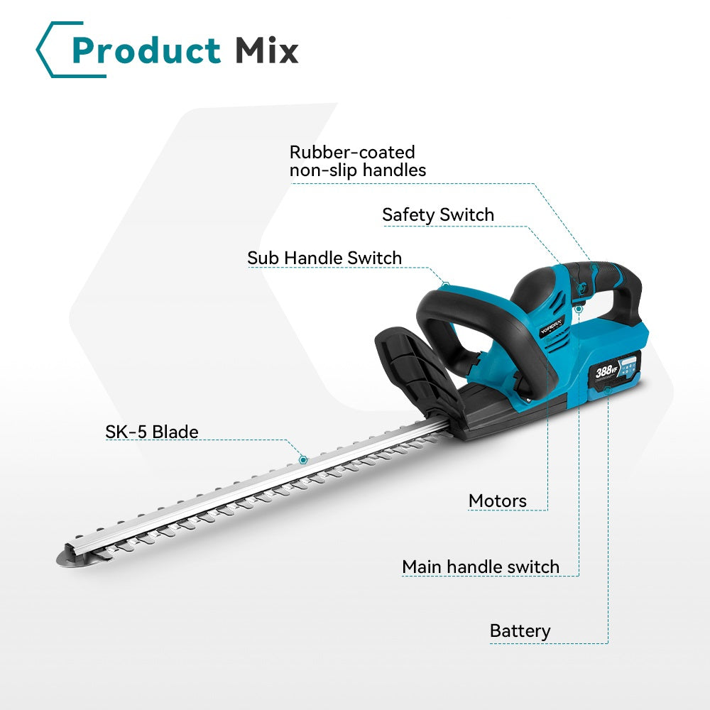 NewBeny Ensemble coupe-herbe sans fil 6" et taille-haie 20" avec 2 batteries et chargeur