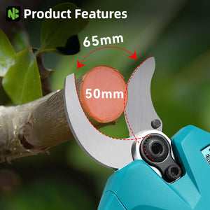 Gardening pruner with measurement details on a branch