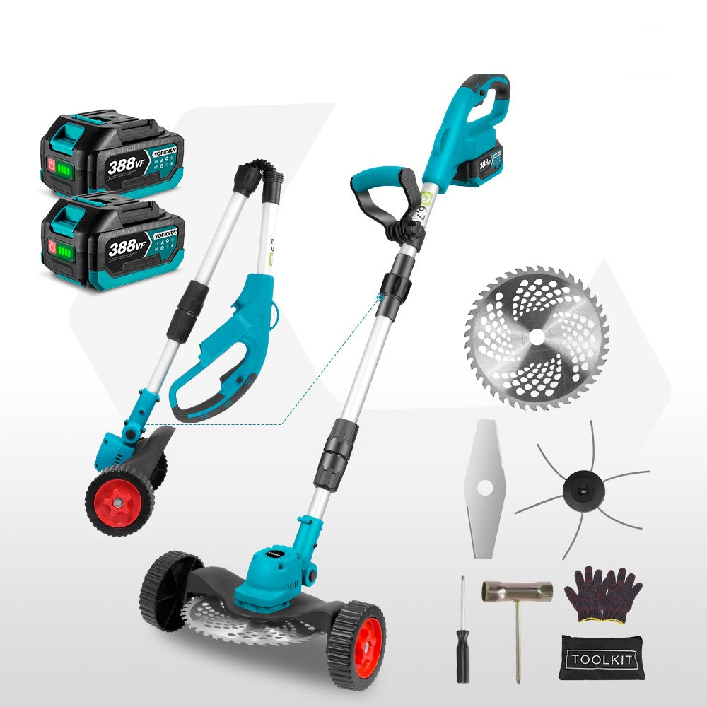 NewBeny Débroussailleuse Sans Fil Brushless 23cm, Pliable, avec roues (2 batteries et chargeur inclus)