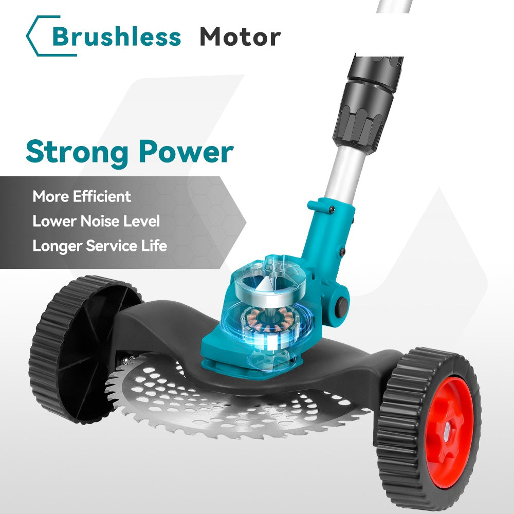 NewBeny Débroussailleuse Sans Fil Brushless 23cm, Pliable, avec roues (2 batteries et chargeur inclus)