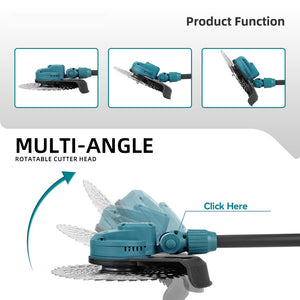 Multi-angle rotatable cutter head with product function illustrations.