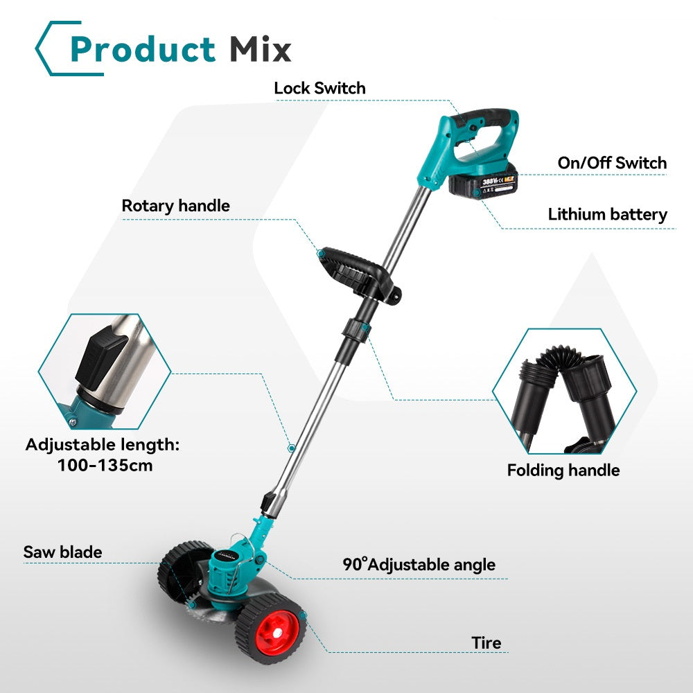 NewBeny 3000W 6 Inch Cordless Grass Trimmer Foldable Lawn Mower