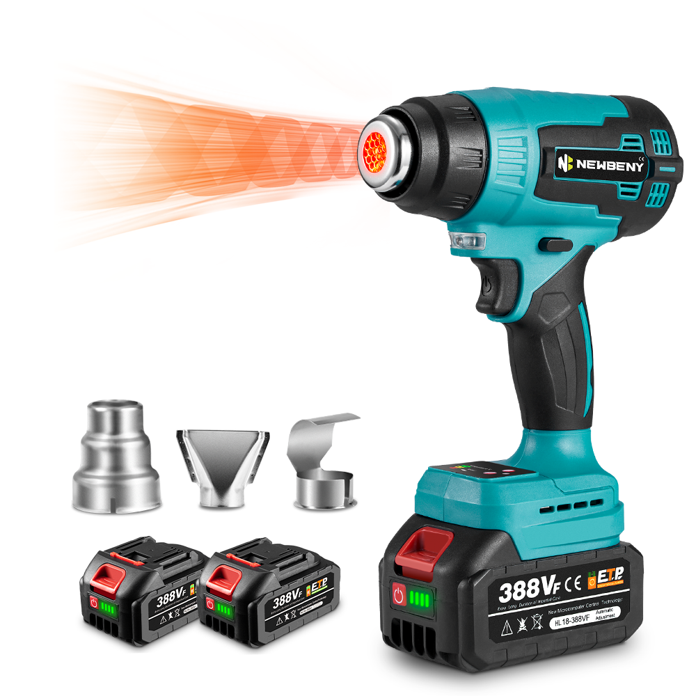 Pistolet à air chaud électrique NewBeny 2000 W, 9 vitesses, avec écran LED, pour batterie Makita 18 V