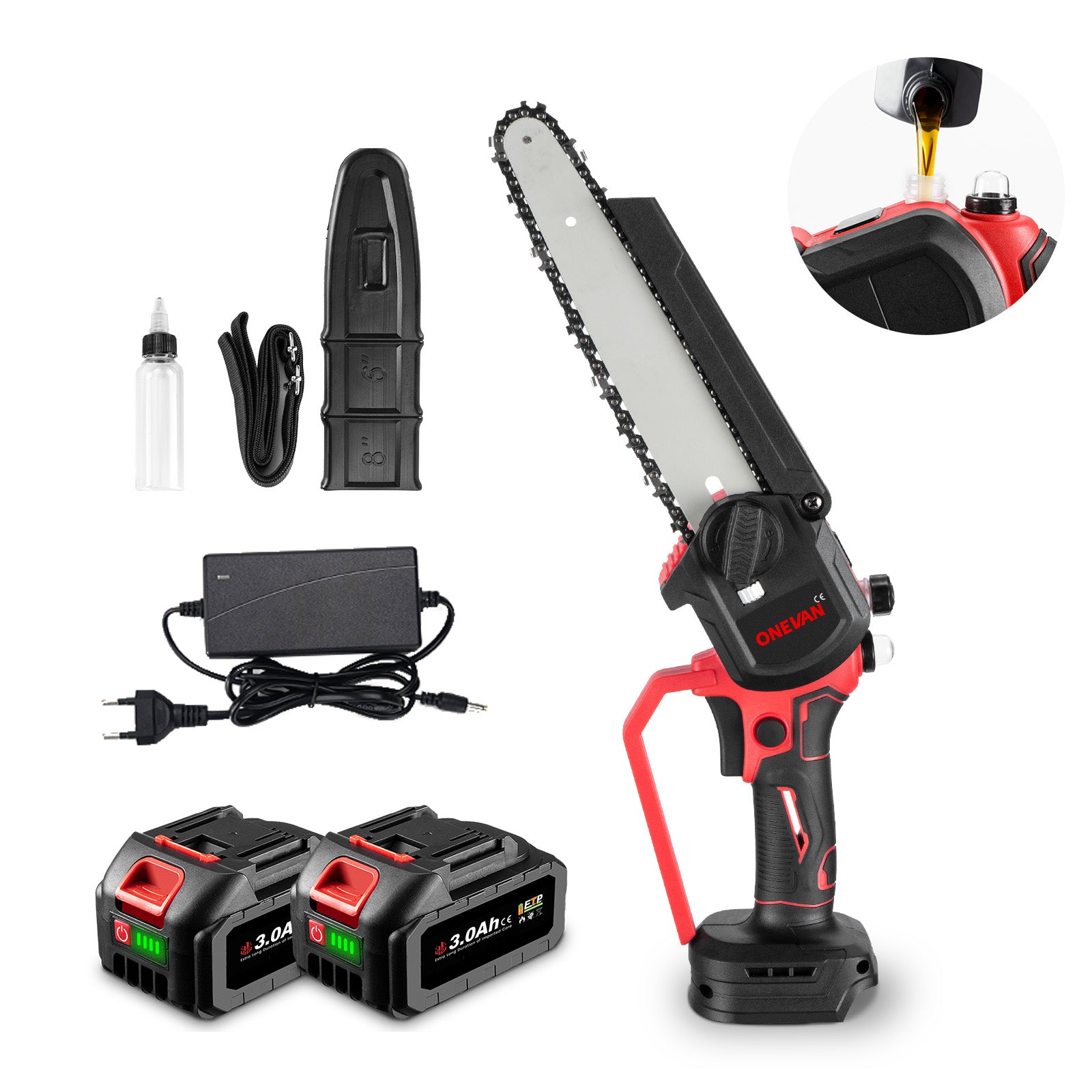 NewBeny Tronçonneuse sans fil 8 pouces (2 batteries et chargeur inclus)