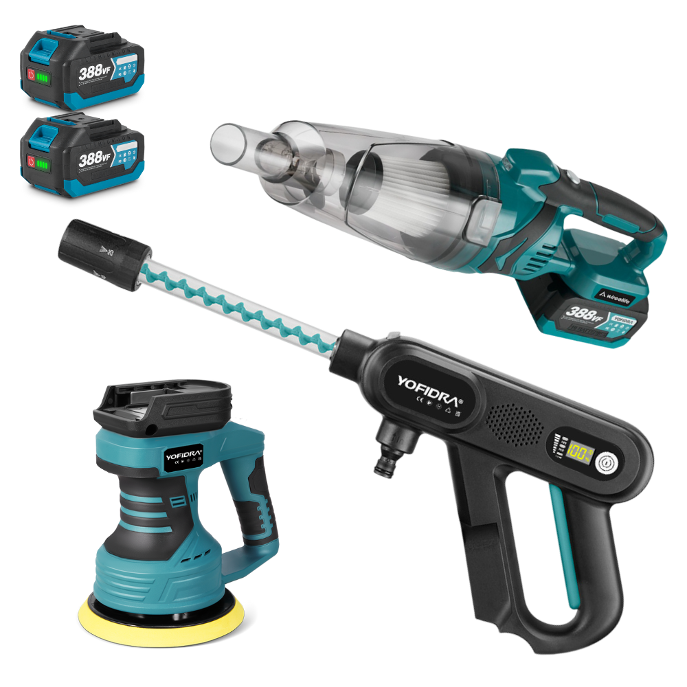 NewBeny Kit combiné lave-auto, polisseuse et aspirateur sans fil avec 2 batteries et chargeur