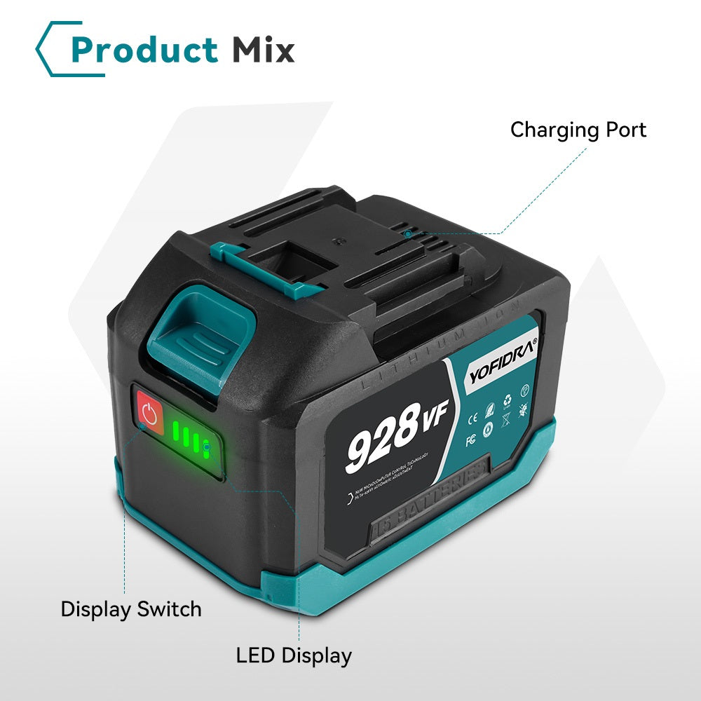 Batterie lithium rechargeable NewBeny 18-21 V, affichage LED avec chargeur, bleu 388 VF/928 VF