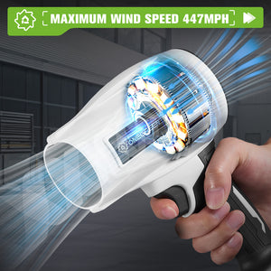 big wind speed of cordless snow and leaf blower