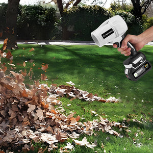 Blowing autumn leaves with turbo fan cordless blower