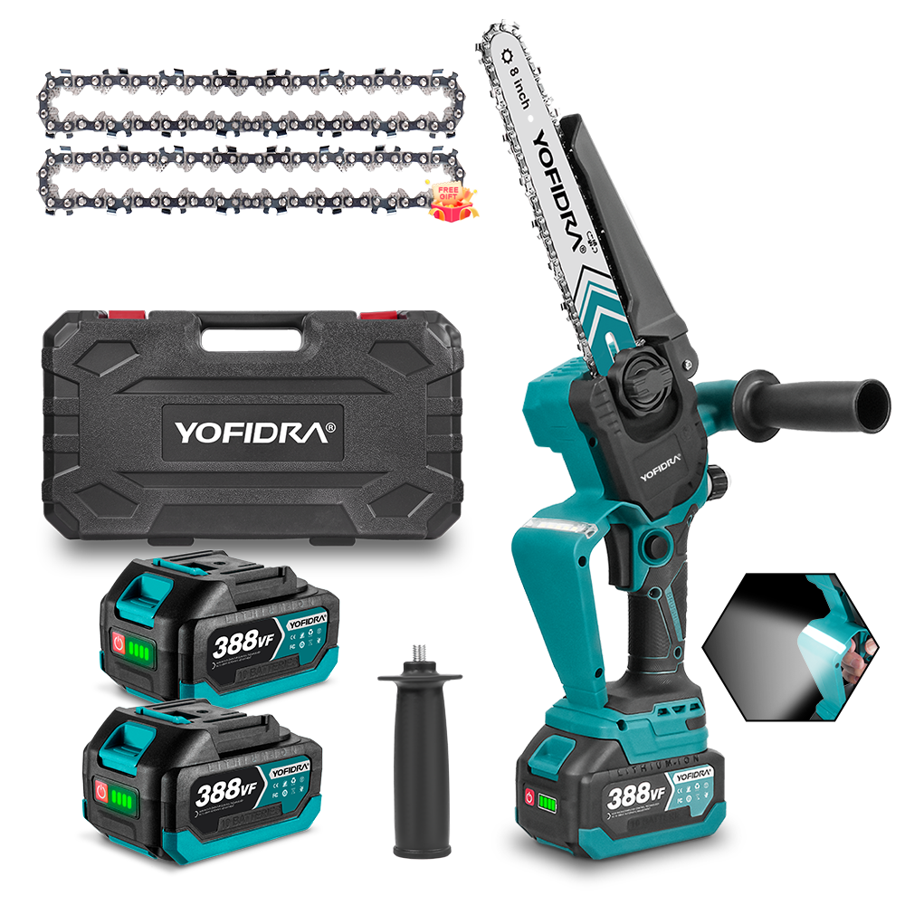 NewBeny Tronçonneuse sans fil de 20cm avec chaînes supplémentaires (2 batteries et chargeur inclus)