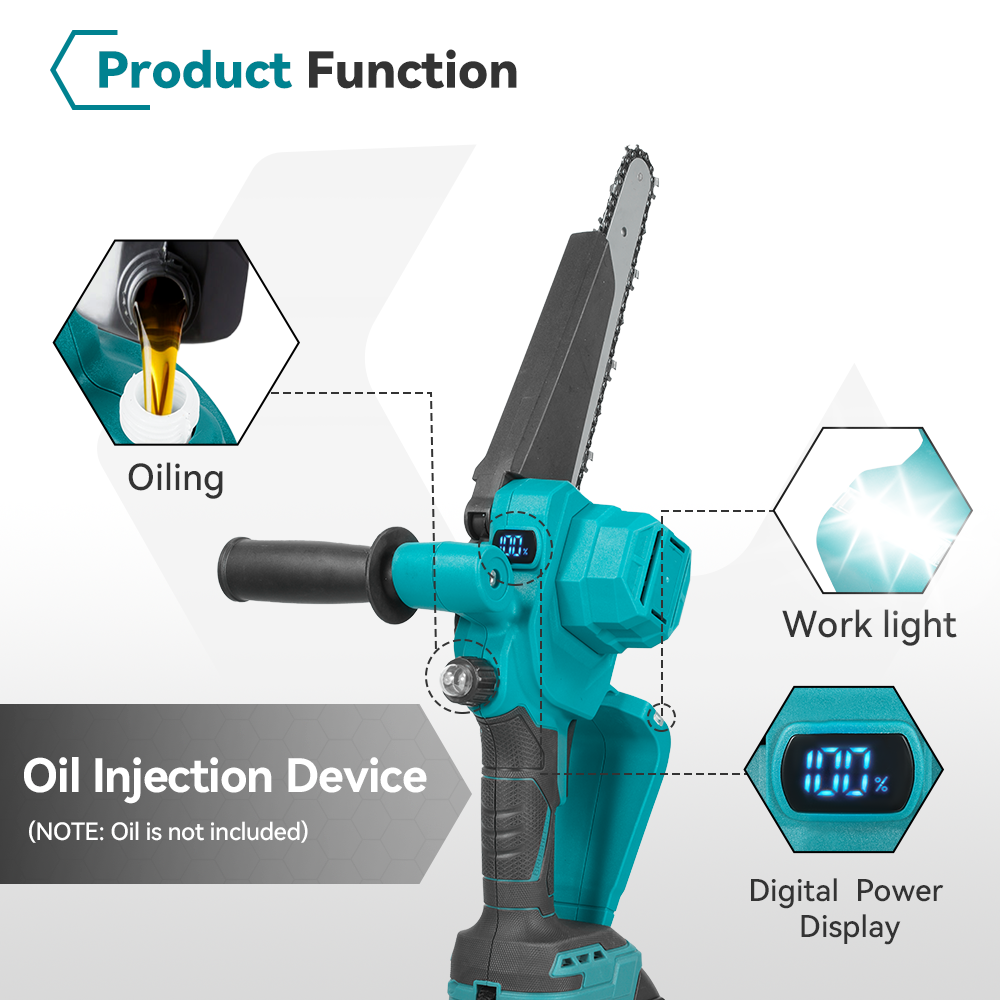 NewBeny Tronçonneuse sans fil de 20cm avec chaînes supplémentaires (2 batteries et chargeur inclus)