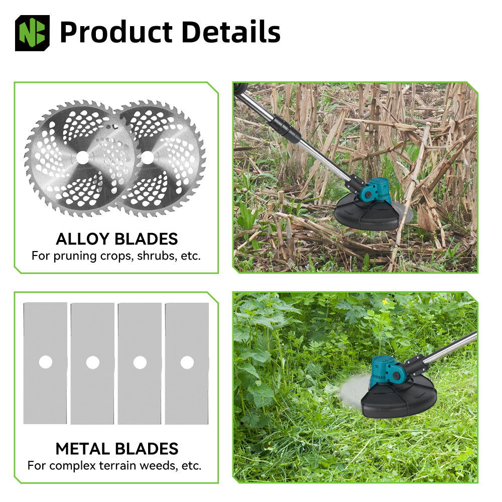 NewBeny Débroussailleuse Sans Fil Brushless 23 cm, avec 2 Batteries et Chargeur Inclus