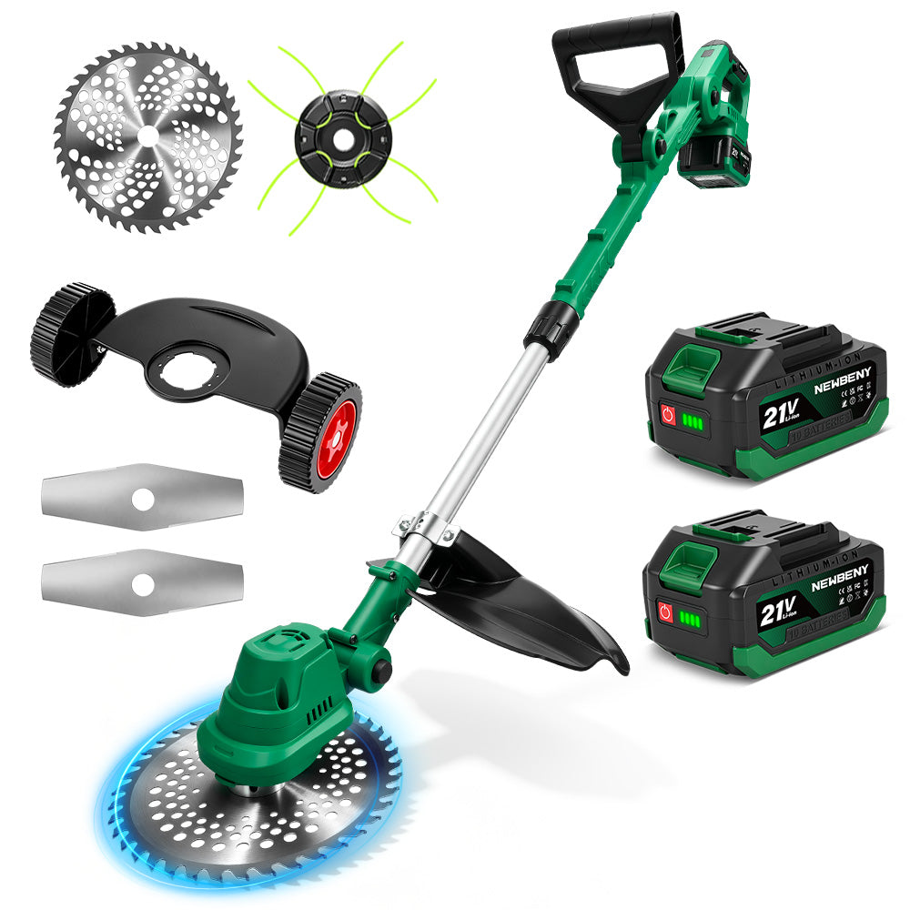NewBeny 8 Inch Brushless Cordless Grass Trimmer with LED Power Display, Adjustable Handle & Grip