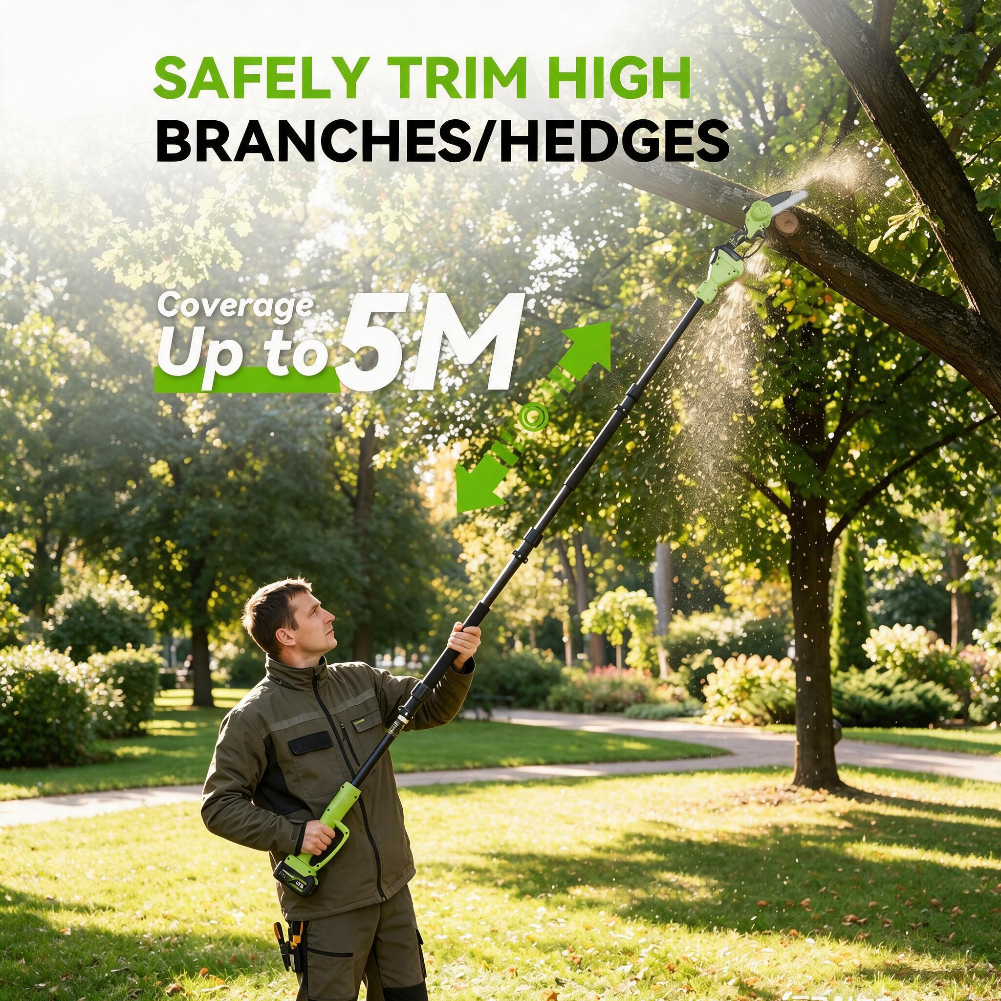 3-in-1 Cordless Chainsaw & Hedge Trimmer Kit with 2.4m Telescopic Pole