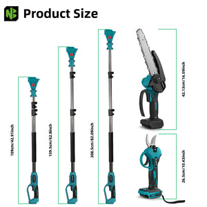 Gardening tool set with measurement indicators on a white background