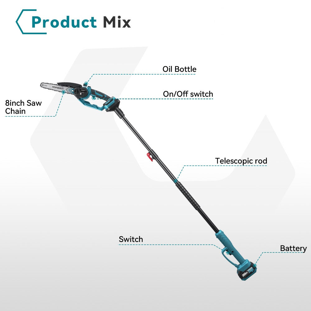 NewBeny 2-in-1 Cordless Pole & Handheld Chainsaw, 8-Inch Brushless, 1.7M Telescopic Pole