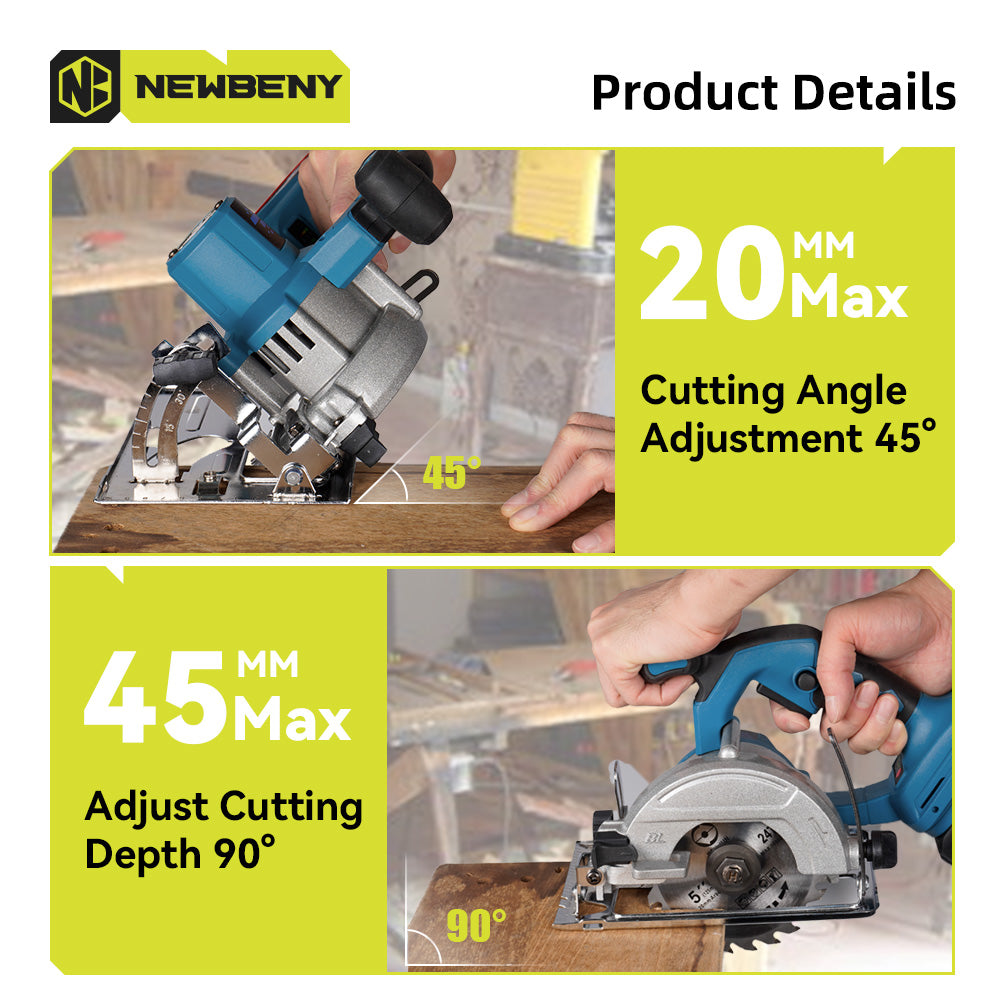 NewBeny 5 Inch Brushless Cordless Circular Saw For Makita 18V Battery