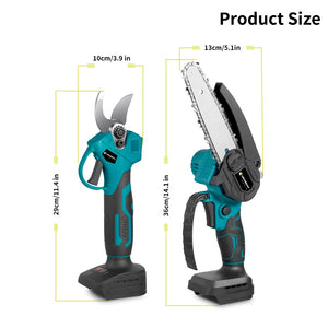 Cordless pruning shears and electric saw combo set size