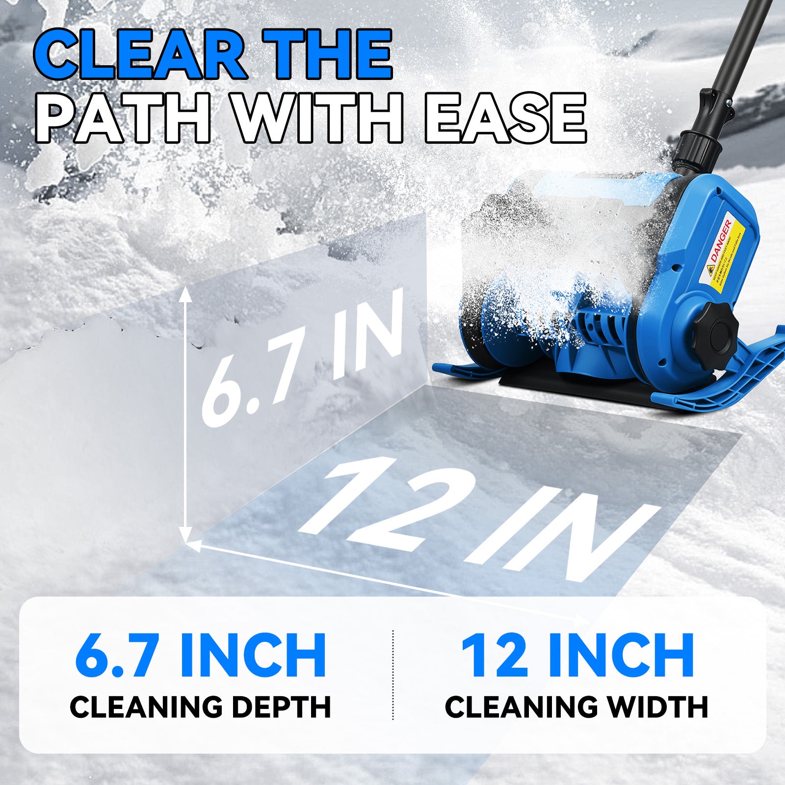 NewBeny 12-Inch Cordless Snow Shovel with 2×4.0Ah Batteries & Charger