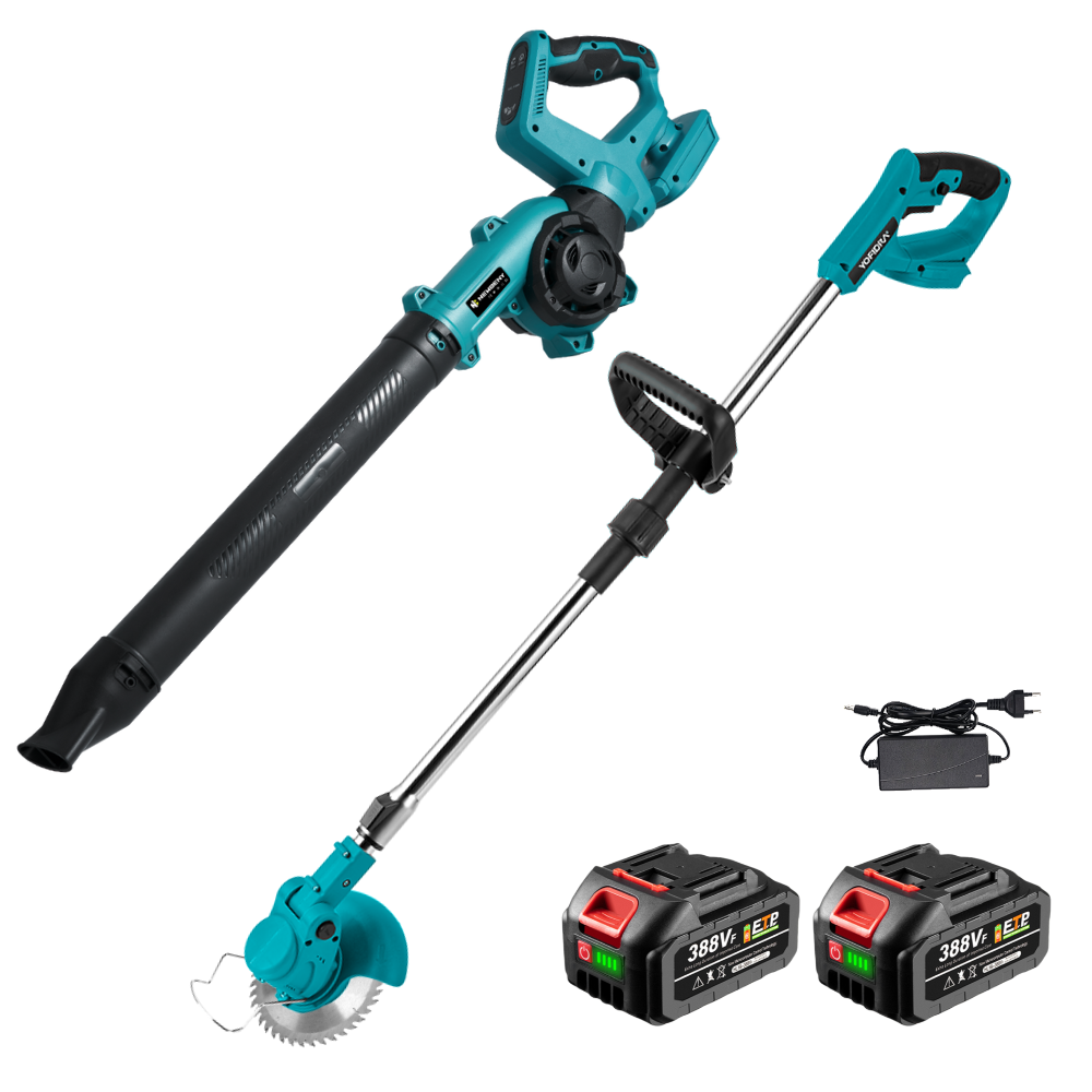 NewBeny 6" Cordless Grass Trimmer & Leaf Blower Combo Kit With 2 Batteries and Charger