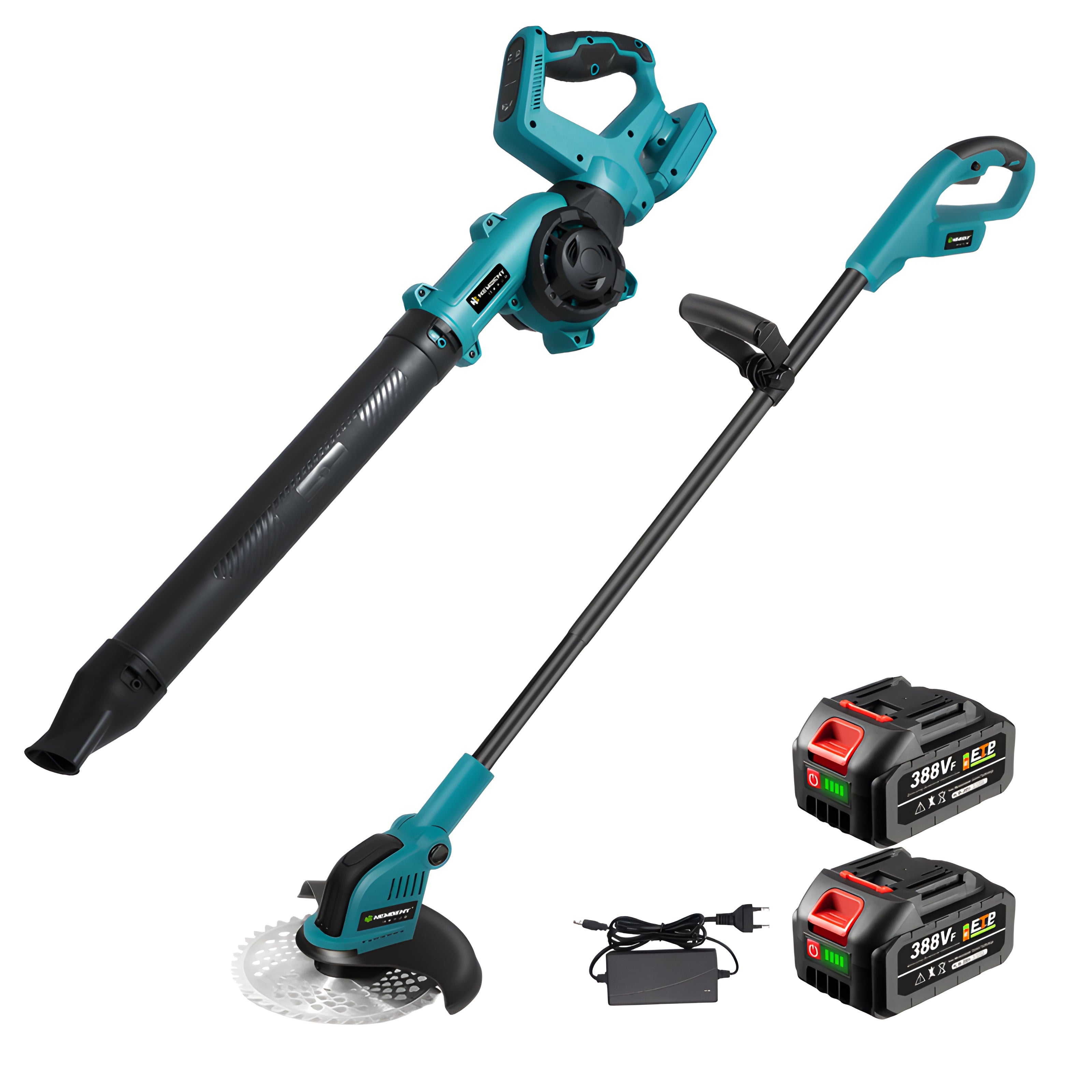 NewBeny 9" Cordless Grass Trimmer & Leaf Blower Combo Kit With 2 Batteries and Charger