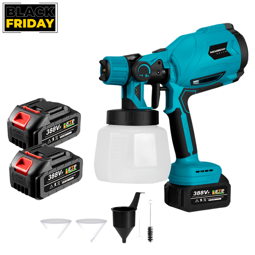 Pulvérisateur de peinture sans fil NewBeny 1200 ml [2 batteries et un chargeur inclus]