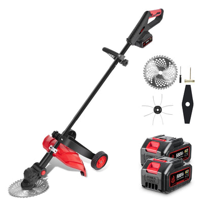 NewBeny 4500W 10 Pulgadas Cortadora de Césped Sin Escobillas Inalámbrica Plegable con 2 Baterías y Cargador