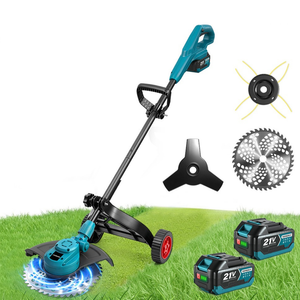 Newbeny 10 inch grass trimmer with battery and attachments and batteries on a grass background