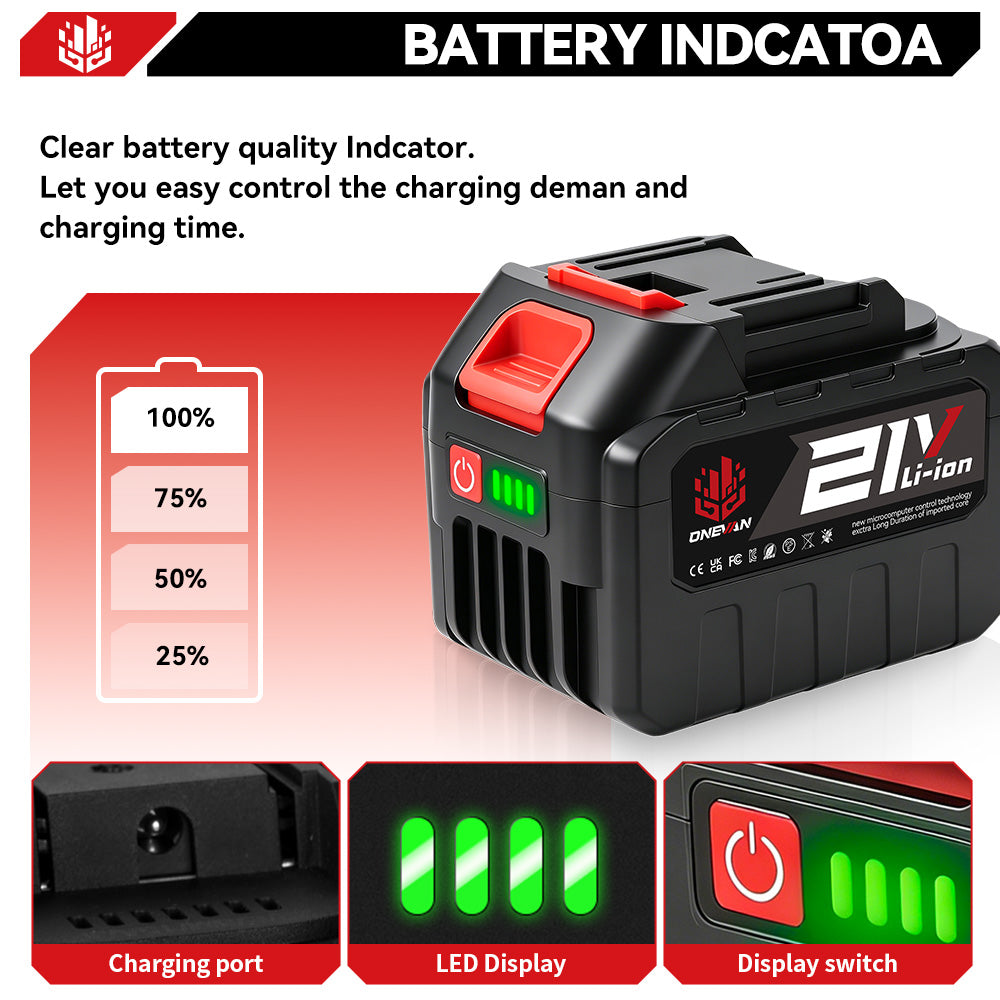 ONEVAN 18-21V Rechargeable Lithium Battery LED Display with