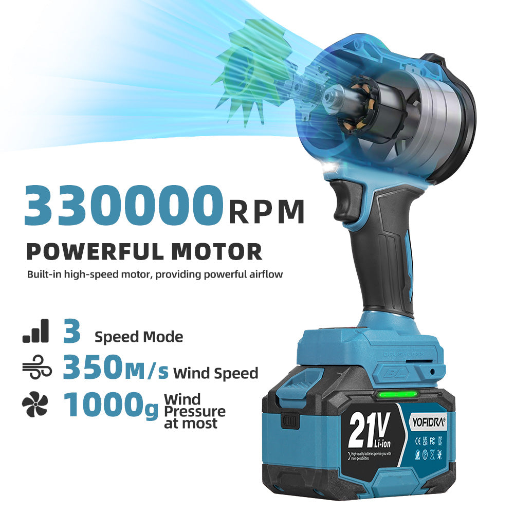 NewBeny 3000W Cordless Turbo Fan Brushless Leaf / Snow Blower 330000r/rpm