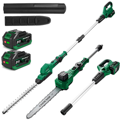 Akku-Stangensäge und Heckenschere (12 Zoll, bürstenlos, 2 Akkus und Ladegerät) mit 2 Akkus und Ladegerät (21 V)