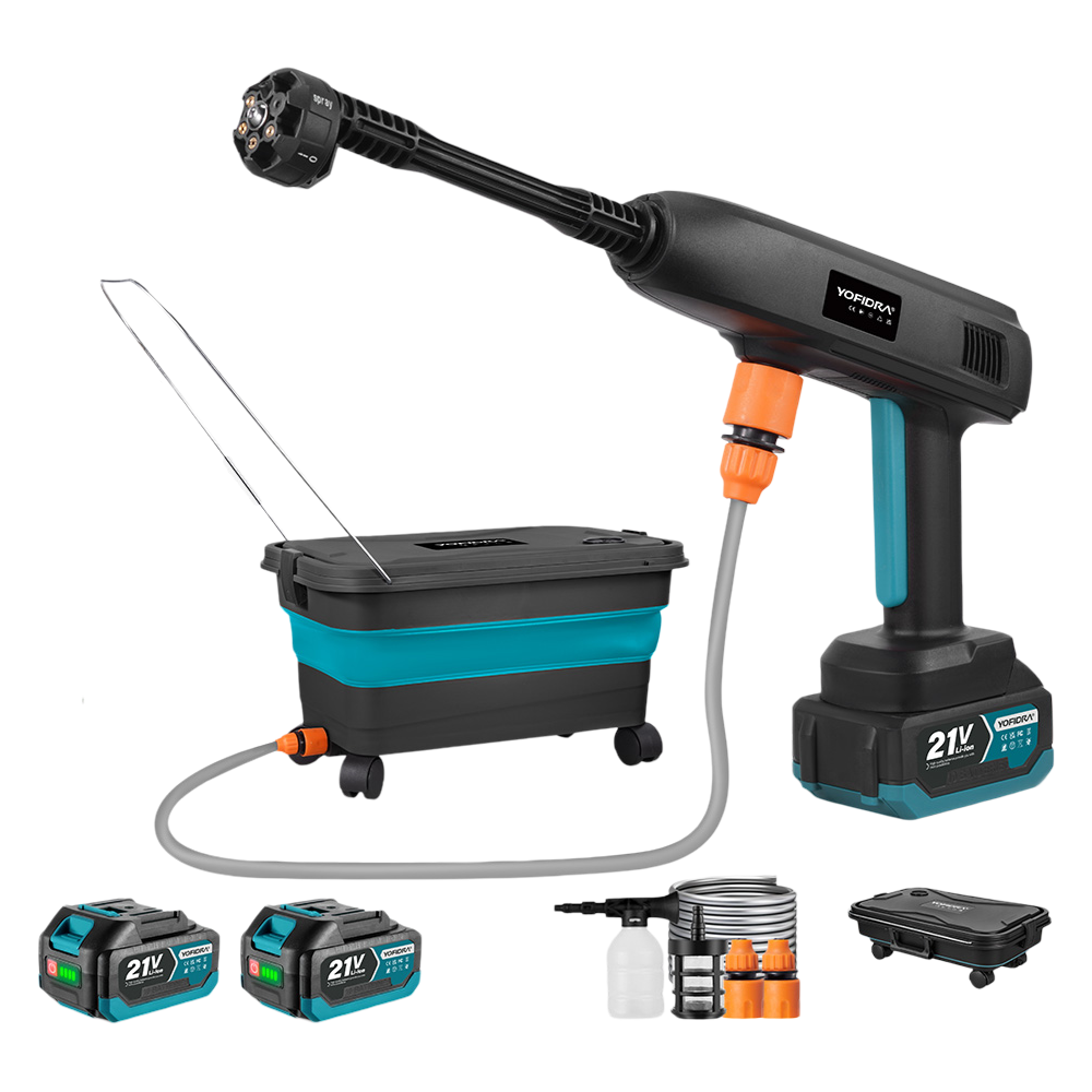 NewBeny Portable High Pressure Washer Kit with 22L Foldable Bucket – Cordless, 80Bar Power for Car & Outdoor Cleaning