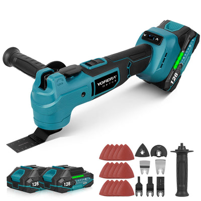 NewBeny Brushless Cordless Oscillating Multi Tool with 360° LED Ring Light [2 Batteries and a Charger Included]